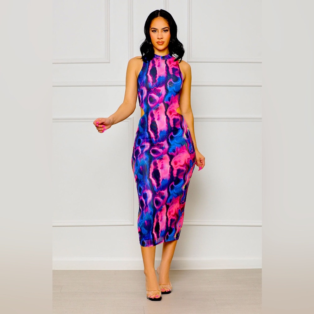 Galaxy Dreams Cut Out Midi Dress